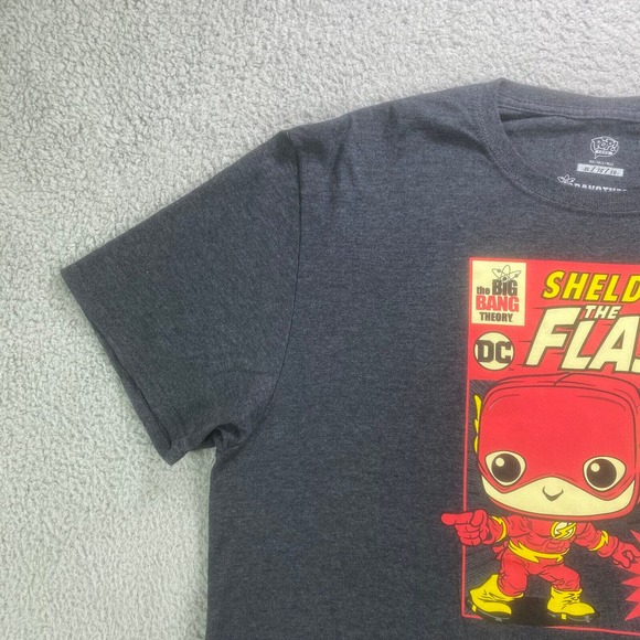 Pop Tees Shirt Men Extra Large Gray DC Comics Big Bang Theory Sheldon Flash - Picture 3 of 11